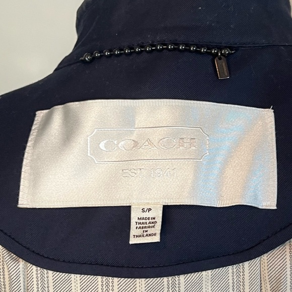 Coach Double Breasted Classic Trench Coat in Navy Sz S/P - Picture 10 of 11